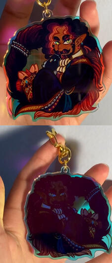 Front and Back of Rainbow Keychain